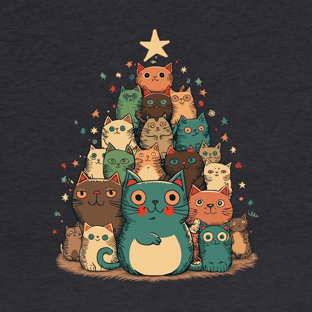 Christmas tree made of happy cats by JORDYGRAPH